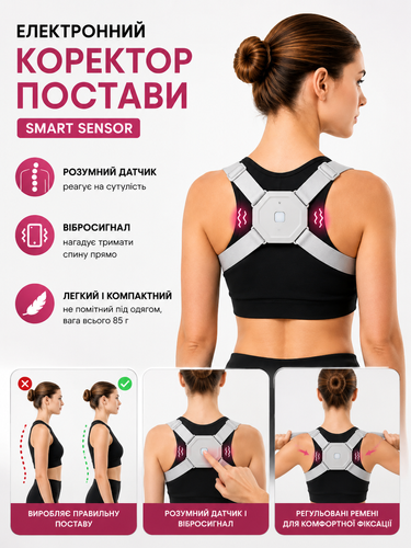 Электронный корректор осанки для спины Nuoyi Miao Smart Sensor с вибросигналом, универсальный 3498 фото