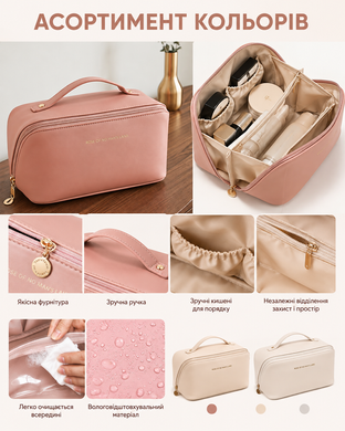 Дорожная косметичка-органайзер для косметики Makeup Bag с 4 отделениями и ручкой 3507 фото