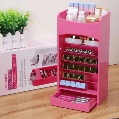 Вертикальний органайзер для косметики Cosmake & Nail Polish Organizer рожевий.