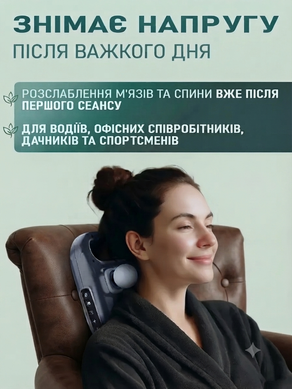 Перкусійний масажер Fascia Gun з 4 насадками для спини, шиї та тіла. 3463 фото