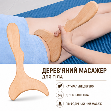 Антицеллюлитный деревянный скребок Гуаша для тела, лимфодренажного и фасциального массажа 3467 фото
