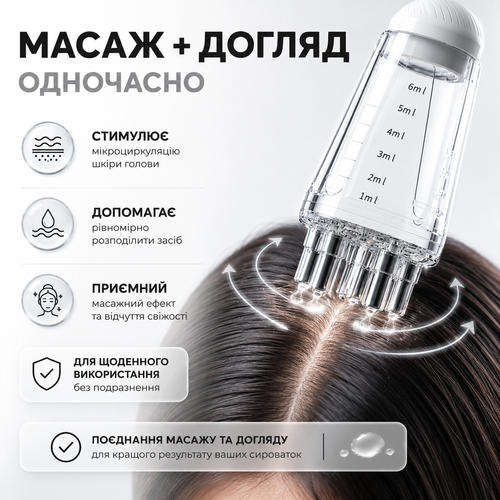 Аплікатор для шкіри голови для точного нанесення сироваток та догляду за коренями волосся Reclaire, White