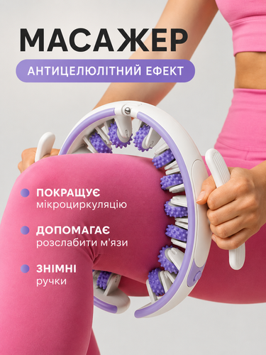 Ручной роликовый массажер для тела с двумя ручками и съемным роликом Roller Massager 3481 фото