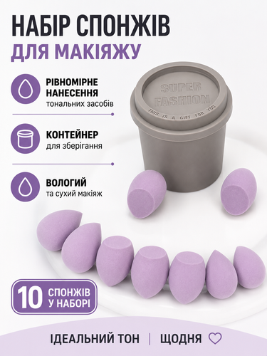 Набор спонжей для макияжа с контейнером для хранения для равномерного нанесения тональных средств Reclaire 3322 фото