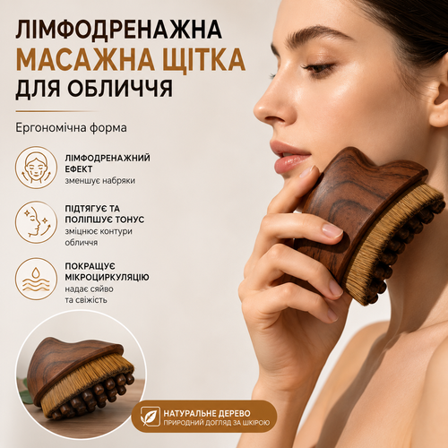 Лимфодренажная массажная щетка для лица, шеи и тела с мягкой щетиной 3485 фото