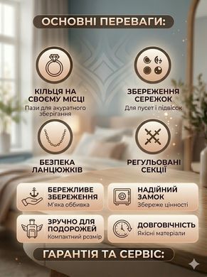 Скринька-органайзер для прикрас для зберігання кілець, сережок і ланцюжків із захистом від заплутування Reclaire