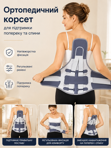 Ортопедический поясничный корсет Belt с полужесткой фиксацией для поддержания спины. 3497 фото